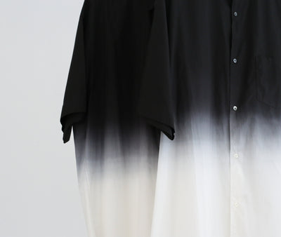 Graphpaper Broad S/S Oversized Regular Collar / Band Collar Shirt "BLACK SHADE"