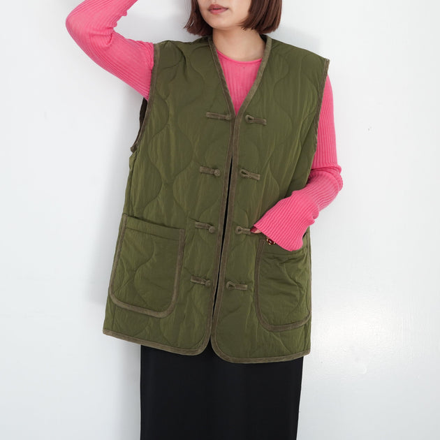 THE SHINZONE CHINA BUTTON QUILTED VEST / W GAZETTE PO – Chum!