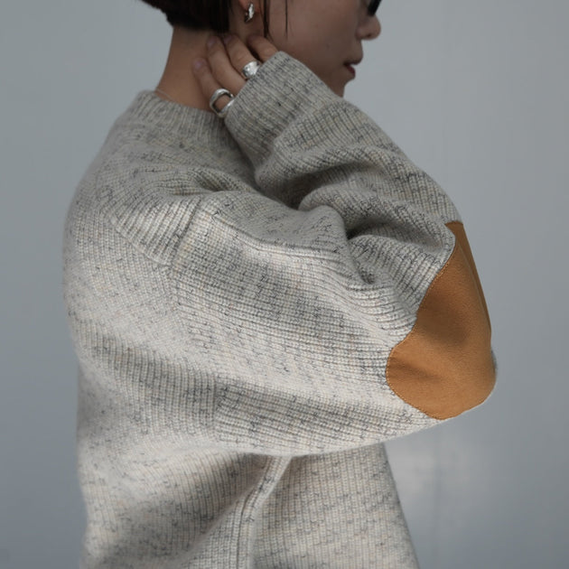 【CLUBHAUS】Elbow Patched Sweater Mサイズ THE SHINZONE ELBOW PATCH KNIT PULLOVER / WOOL KNIT ZIP CARDIGAN