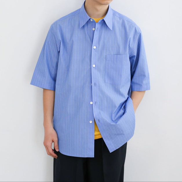 AURALEE SUVIN HIGH COUNT CLOTH STRIPE HALF SLEEVED SHIRT – Chum!