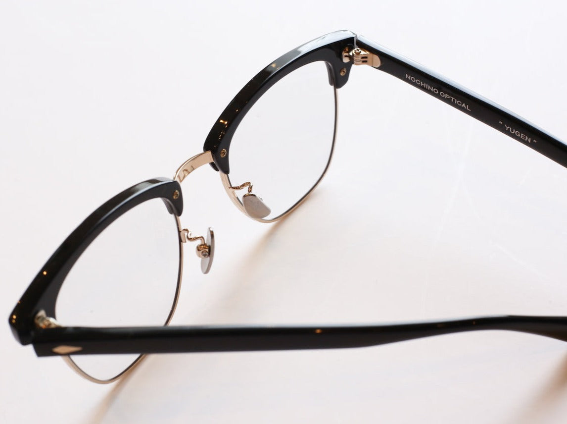 NOCHINO OPTICAL【YUGEN】 #1 Gloss Black＆Champagne Gold×Clear to Grey