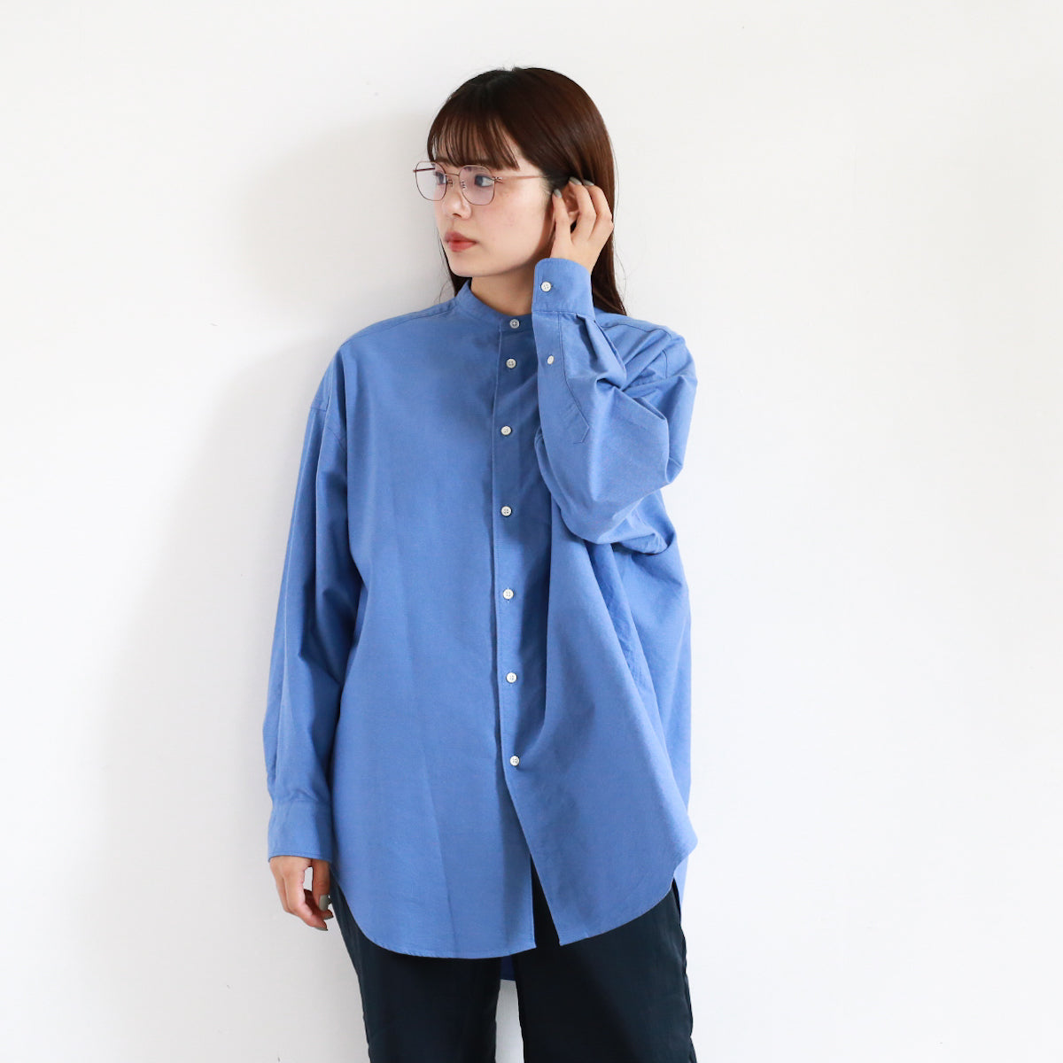 【24AW】Graphpaper Oxford Oversized Band Collar Shirt 