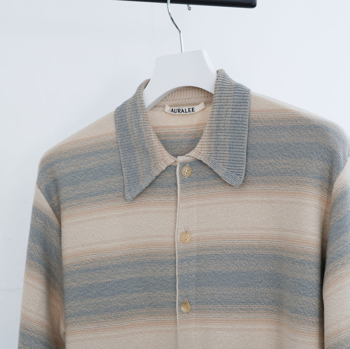 トップス AURALEE COTTON SILK KNIT 26ss 26SS】AURALEE COTTON SILK GRADIENT STRIPE KNIT SHIRT CARDIGAN