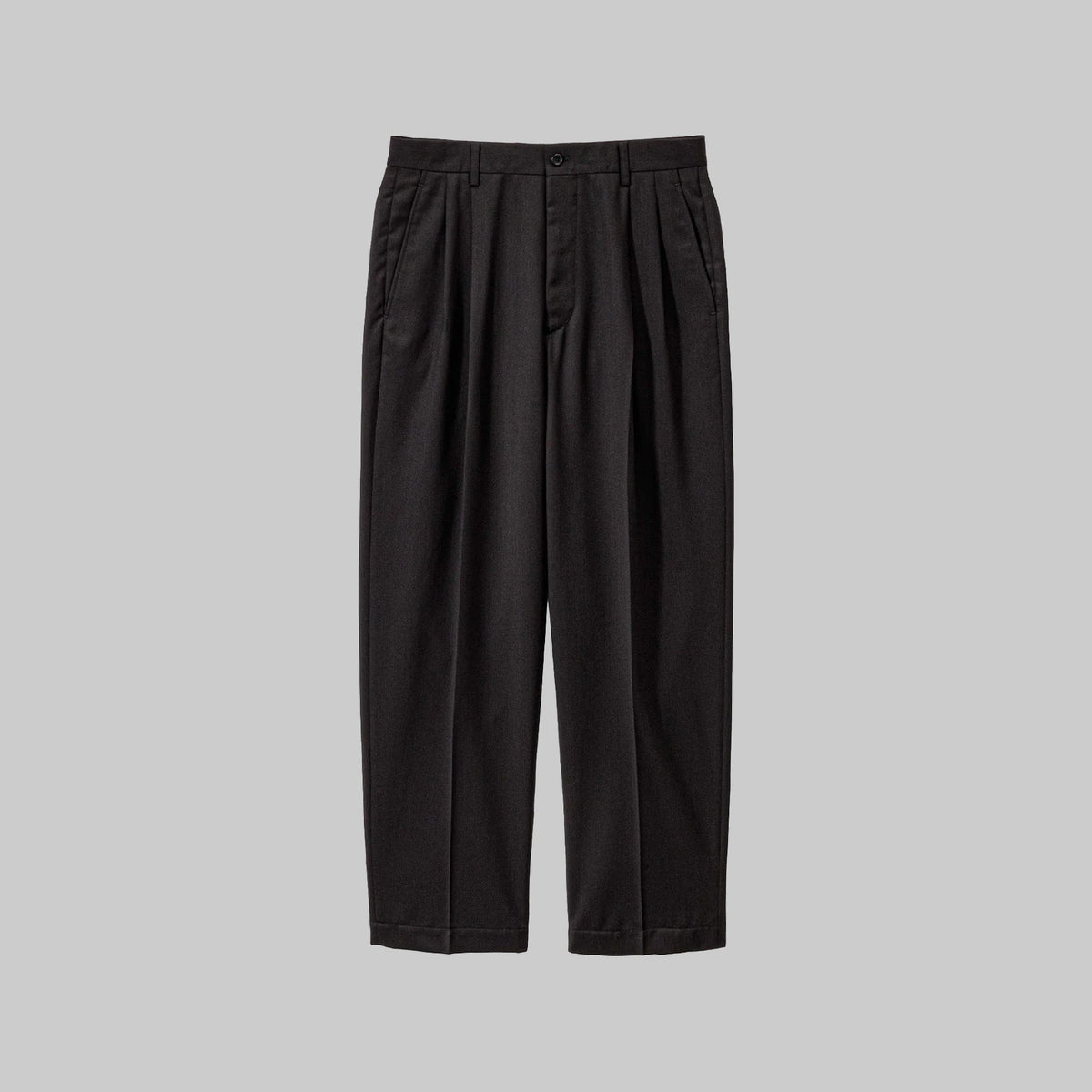 26SS】Graphpaper Melange Herringbone Pleated Wide Trousers
