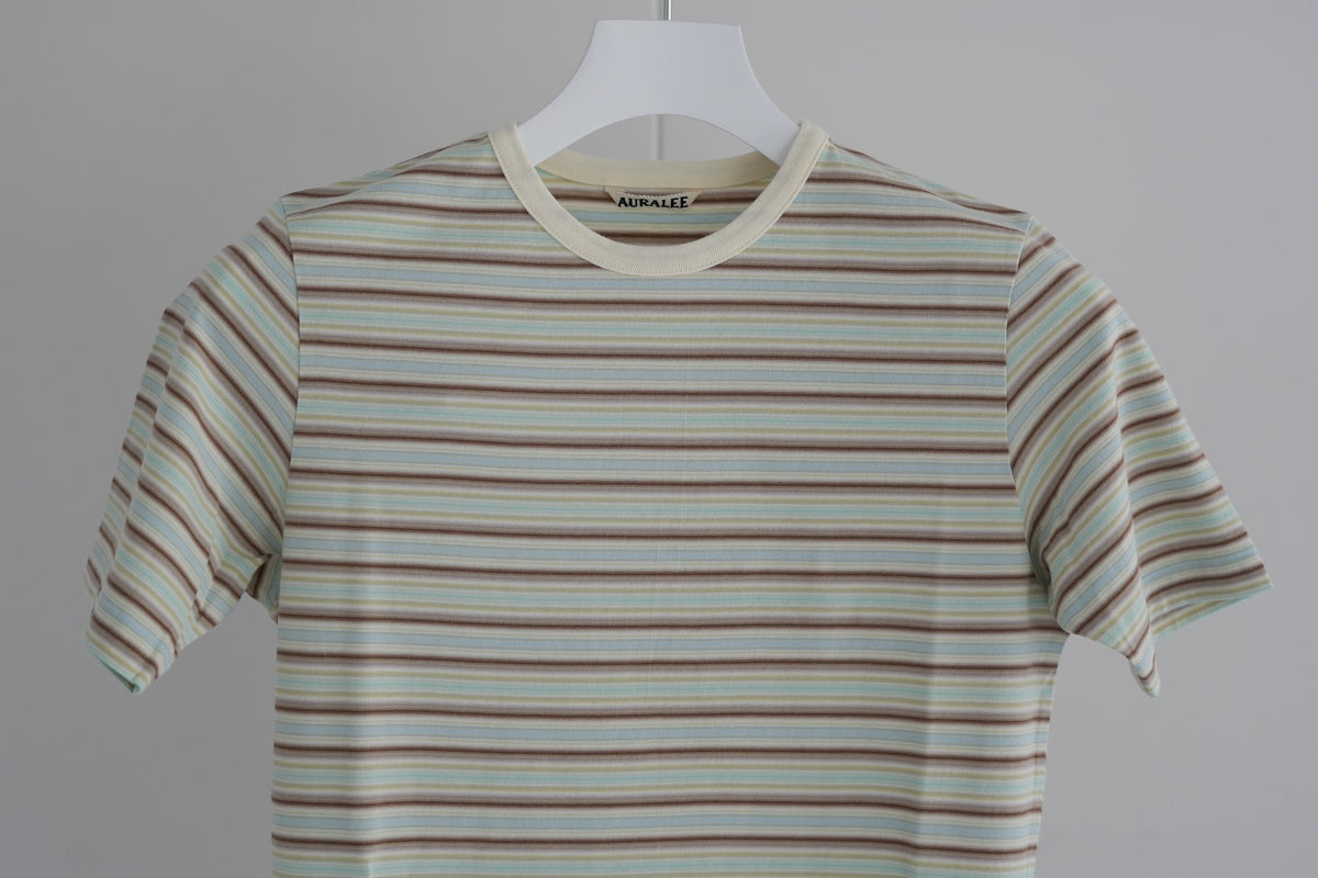 AURALEE GRADIENT STRIPE JERSEY TEE 