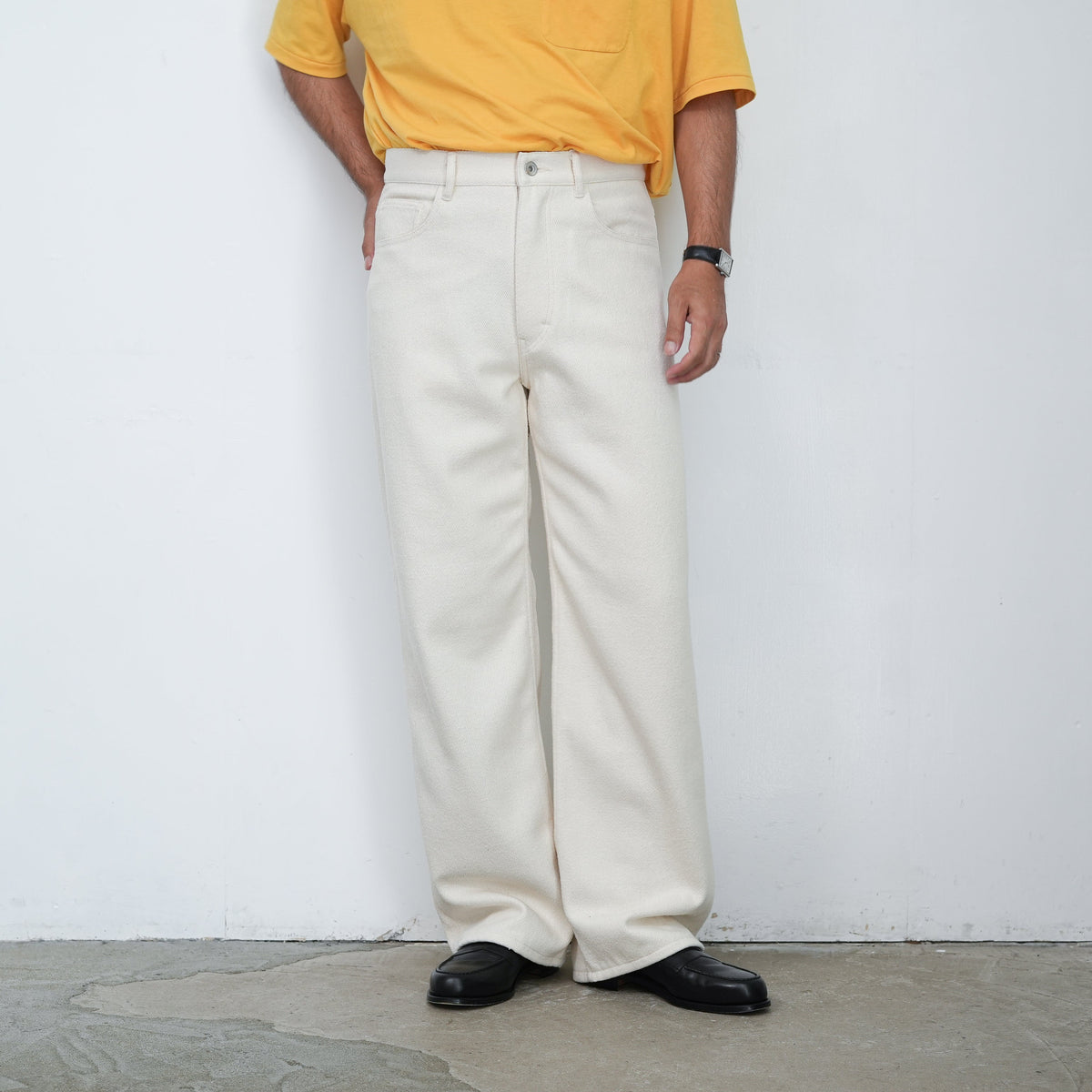 26AW】AURALEE SILK NEP DENIM 5P WIDE PANTS 