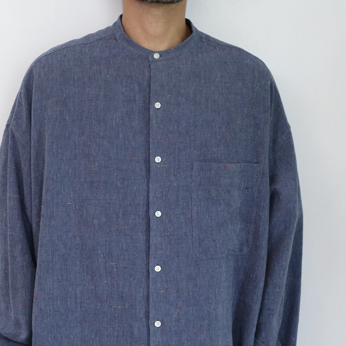 Graphpaper Color-Nep Oxford L/S Band Collar Shirt 