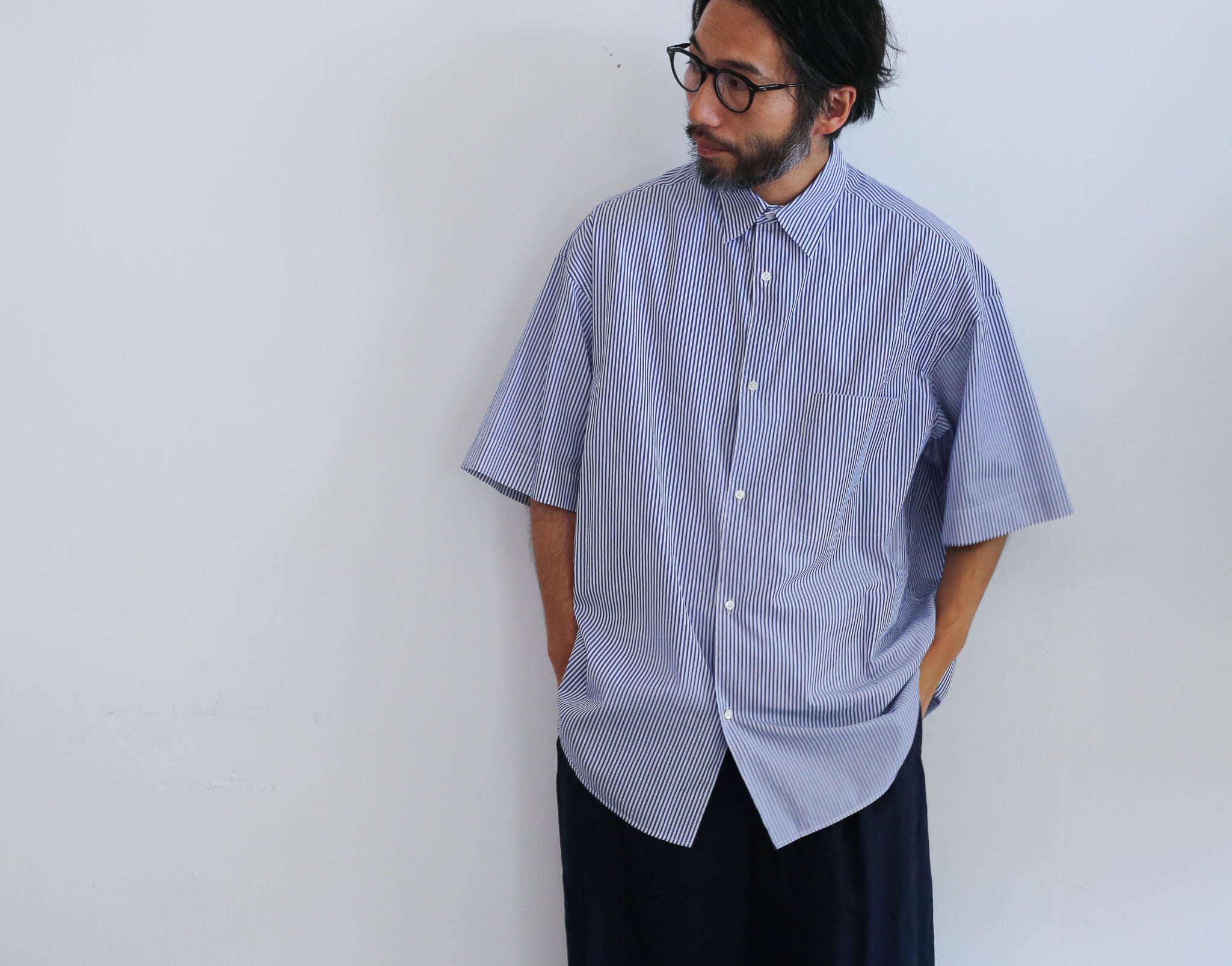 Graphpaper Broad Stripe S/S Oversized Regular Collar Shirt – Chum!
