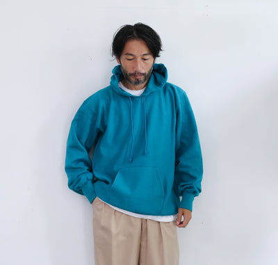 AURALEE  HIGH COUNT HEAVY SWEAT P/O & PARKA - TEAL GREEN