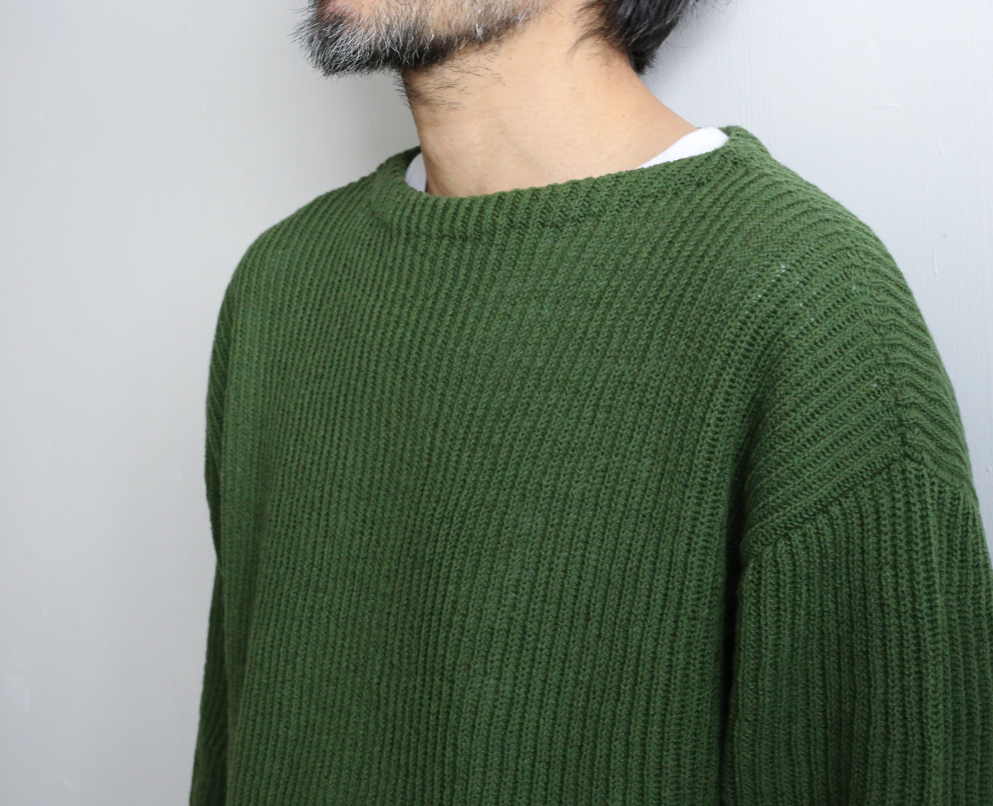 オーラリー HARD TWIST WOOL RIB KNIT BOAT NECK