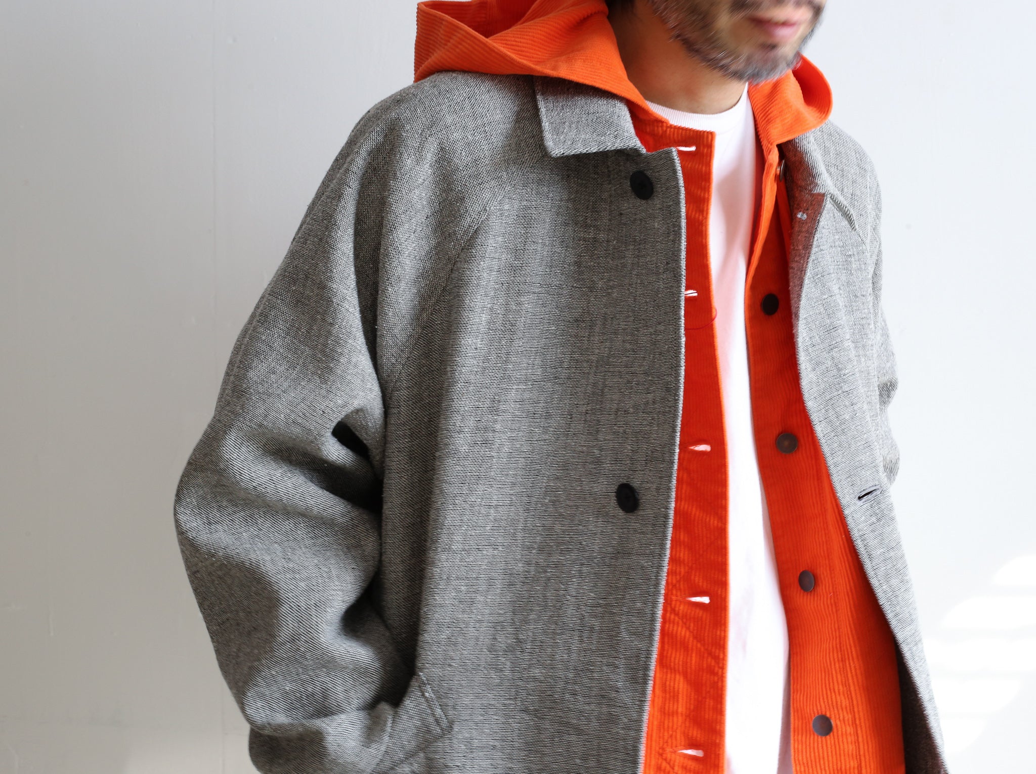 STILL BY HAND SILK×LINEN BIG SOUTIEN COLLAR COAT – Chum!