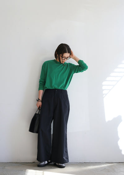 MEYAME  SIDE LINE WIDE PANTS / COTTON KNIT LONG SLEEVE TEE