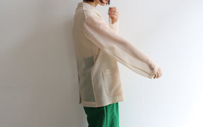 AURALEE RECYCLE POLYESTER LENO SHEER JACKET