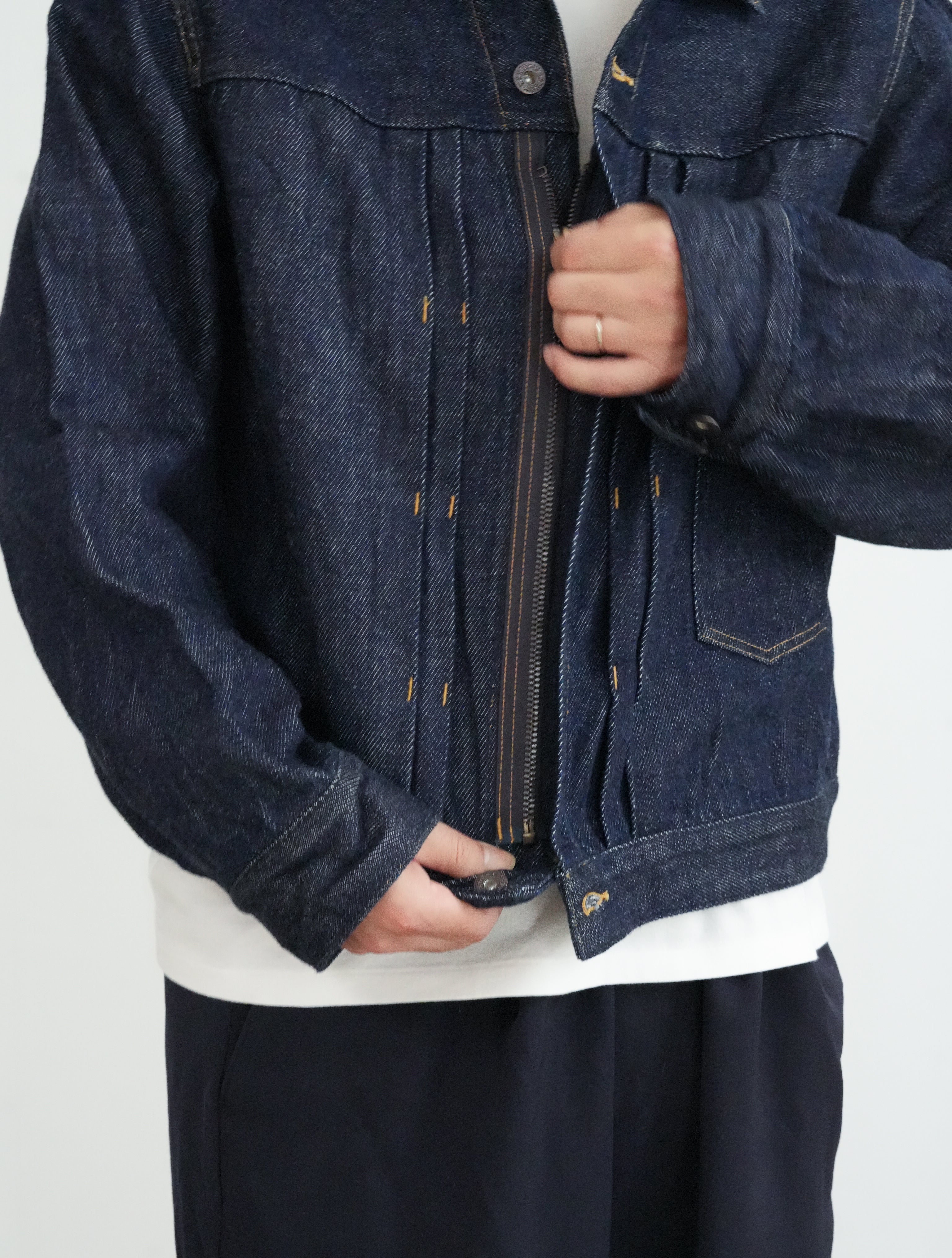 FOUNDOUR LOOSELY WOVEN DENIM ZIP UP BLOUSON – Chum!