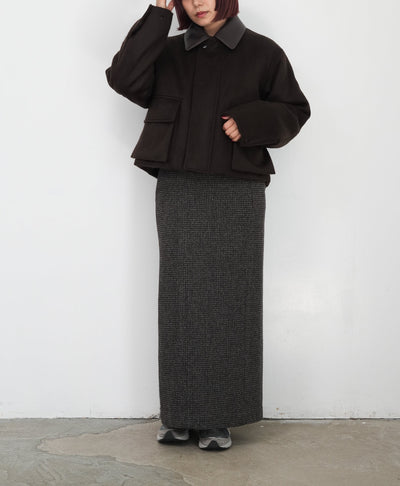 AURALEE BABY CAMEL FLANNEL PADDED SHORT BLOUSON / AIRY WOOL CHECK SHIRT