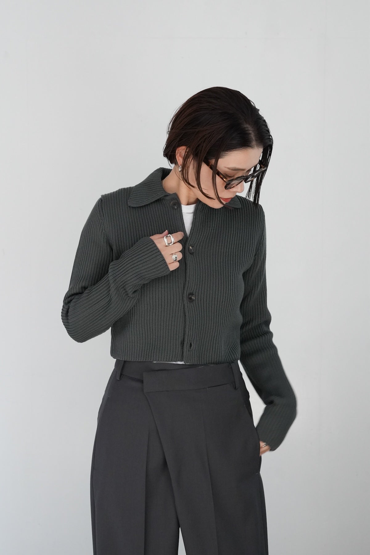 AURALEE SUPER FINE WOOL SOFT RIB KNIT CROPPED SHIRT CARDIGAN – Chum!