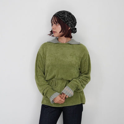 JöICEADDED Velour LS Knit Sweater / Round Wide Trousers