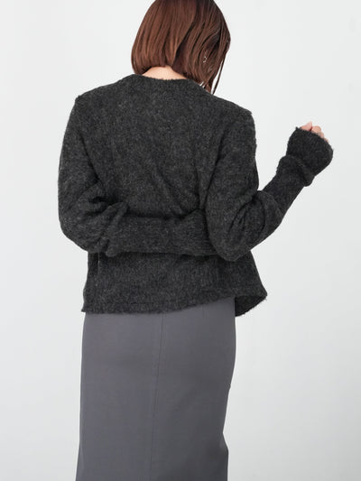 MEYAME SWITCHING PATTERN SWEAT , FLUFFY PULLOVER / CARDIGAN