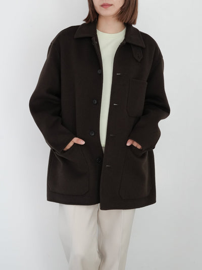 YLÈVE RAYON DE CHINE SHIRT / SUPER 100`S WOOL DOUBLE CLOTH BLOUSON