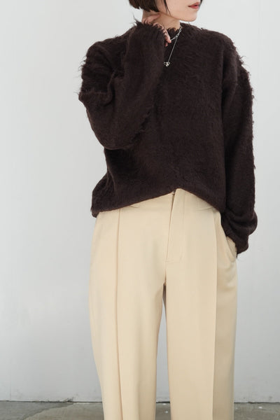 YLÈVE MOHAIR NAPPING KNIT PULL OVER - BROWN -