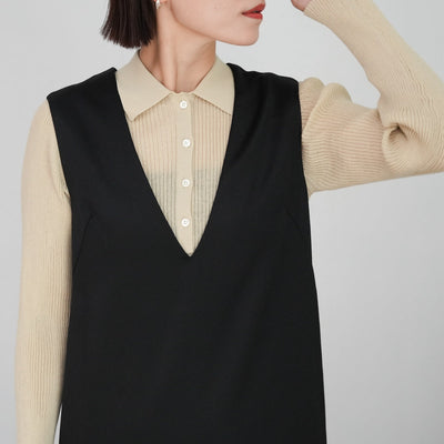 THE SHINZONE WOOL SATIN DRESS -styling-