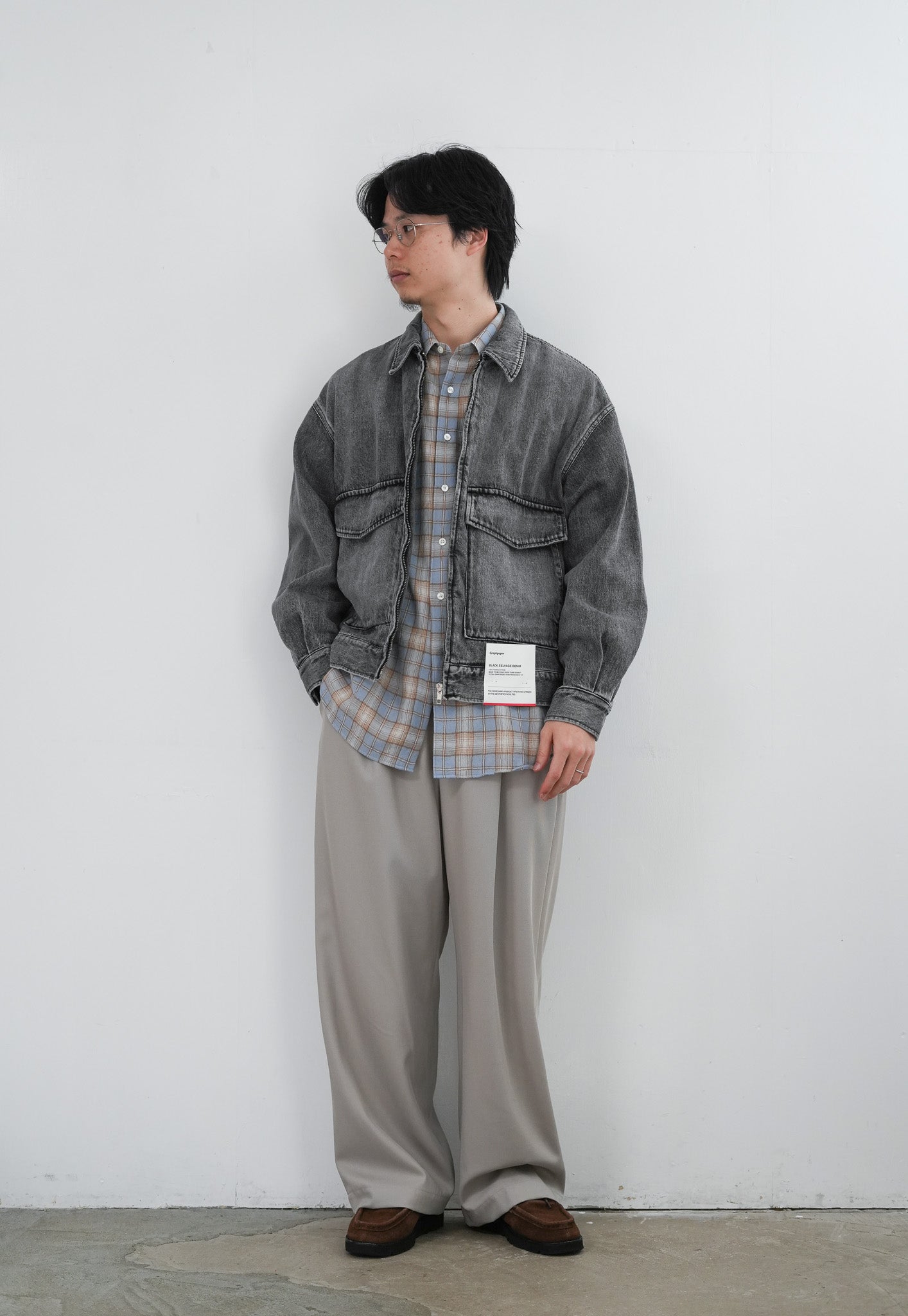 パンツ Techno Wool Nylon Wide Tapered Trousers Graphpaper Techno Wool Nylon Wide Tapered Trousers 