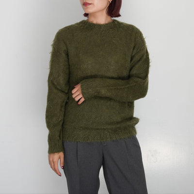 AURALEE BRUSHED SUPER KID MOHAIR KNIT POLO / P/O