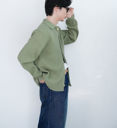 AURALEE  SUPER FINE WOOL RIB KNIT SHIRT CARDIGAN