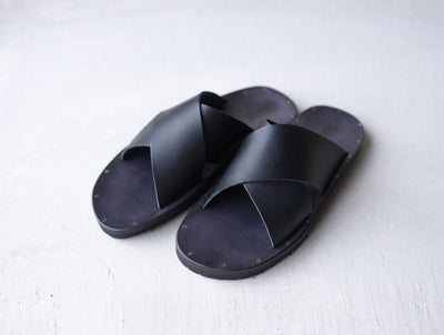 YOKOSAKAMOTO LEATHER FOOTBED SANDALS