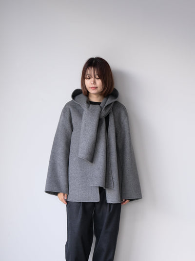 YLÈVE SUPER 100`S WOOL DOUBLE CLOTH HOODED COAT