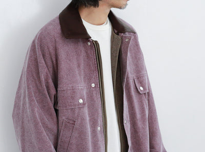 AURALEE WASHED ORGANIC CANVAS HUNTING BLOUSON / PURPLE.