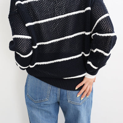 THE SHINZNOE C/LI MESH STRIPED KNIT