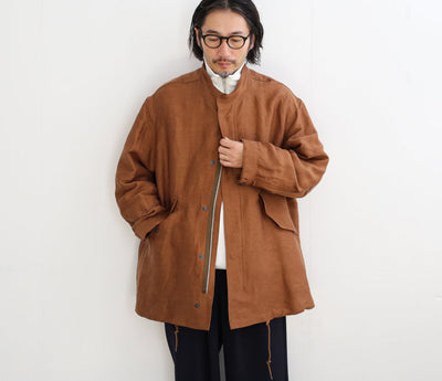 Graphpaper Back Satin Linen Cupro Short Mods Coat　　