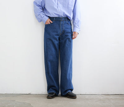 AURALEE SELVEDGE LIGHT OZ DENIM BELTED PANTS