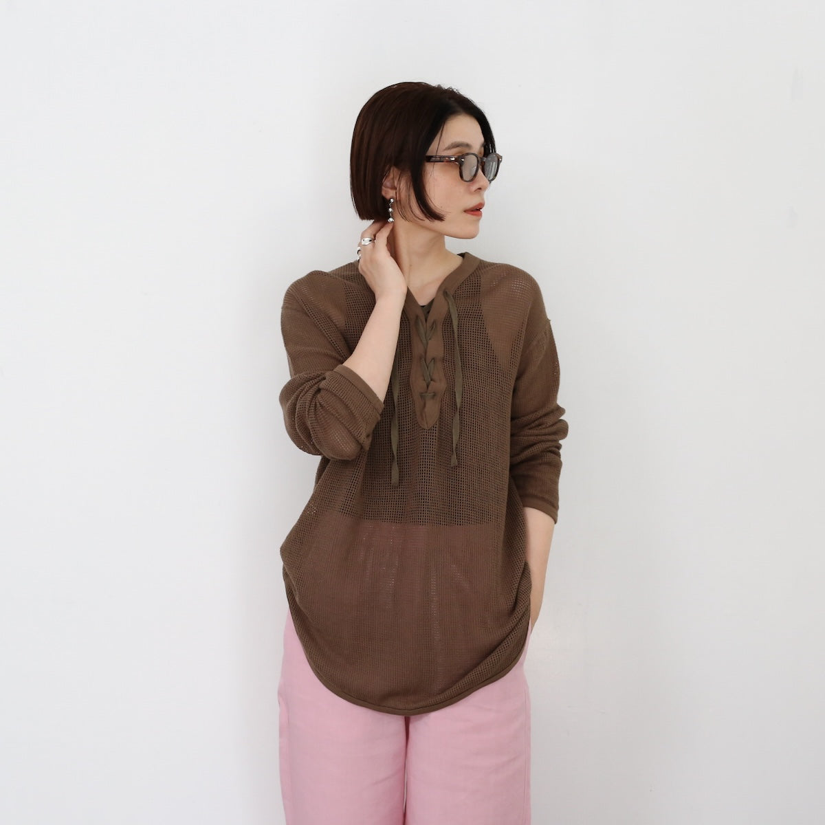 PHEENY Basket mesh lace up long sleeve / dress – Chum!