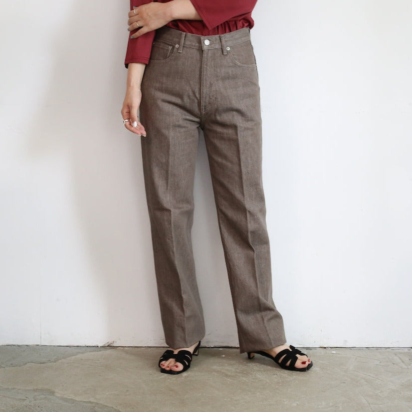 AURALEE HARD TWIST BROWN DENIM 5P PANTS 