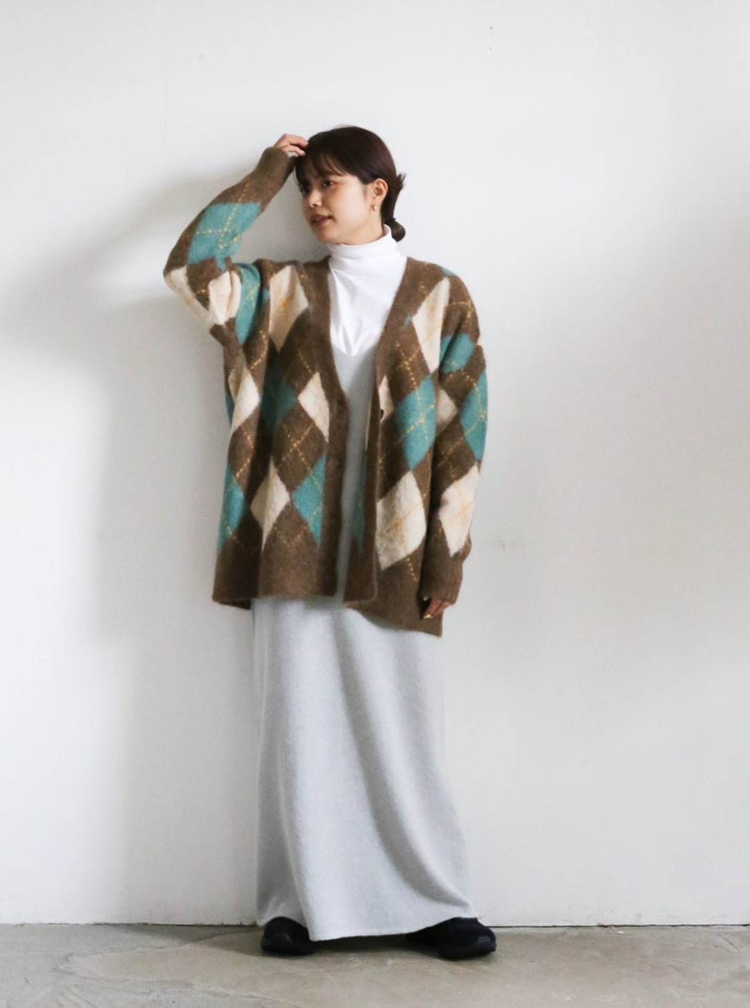 THE SHINZONE SHAGGY ARGYLE CARDIGAN 