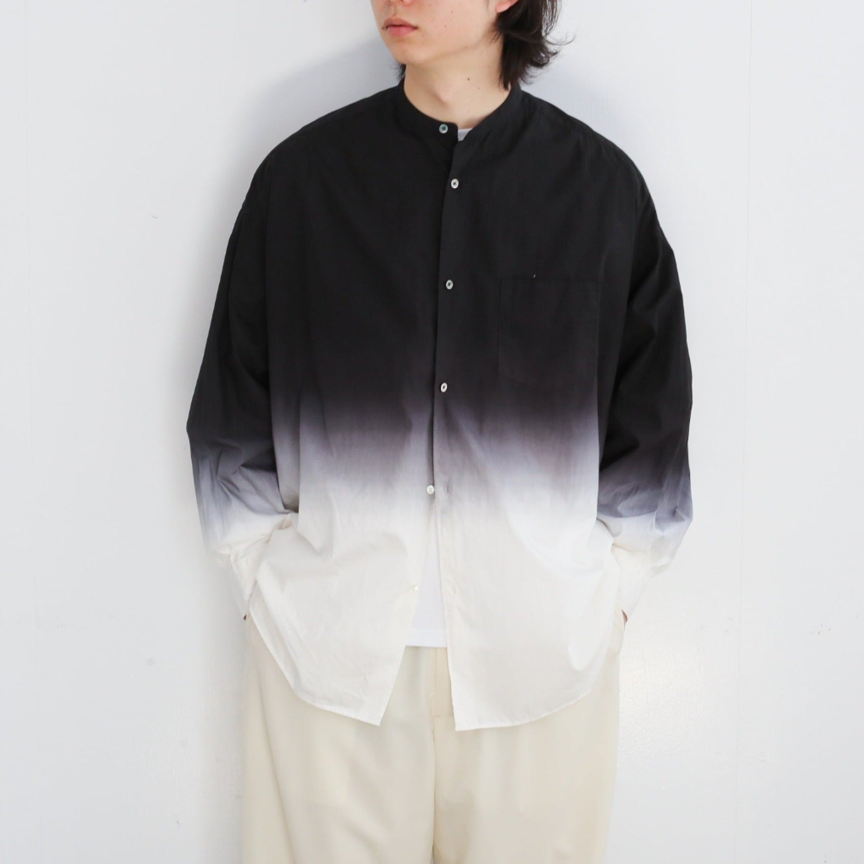Graphpaper Broad L/S Oversized Band Collar Shirt 