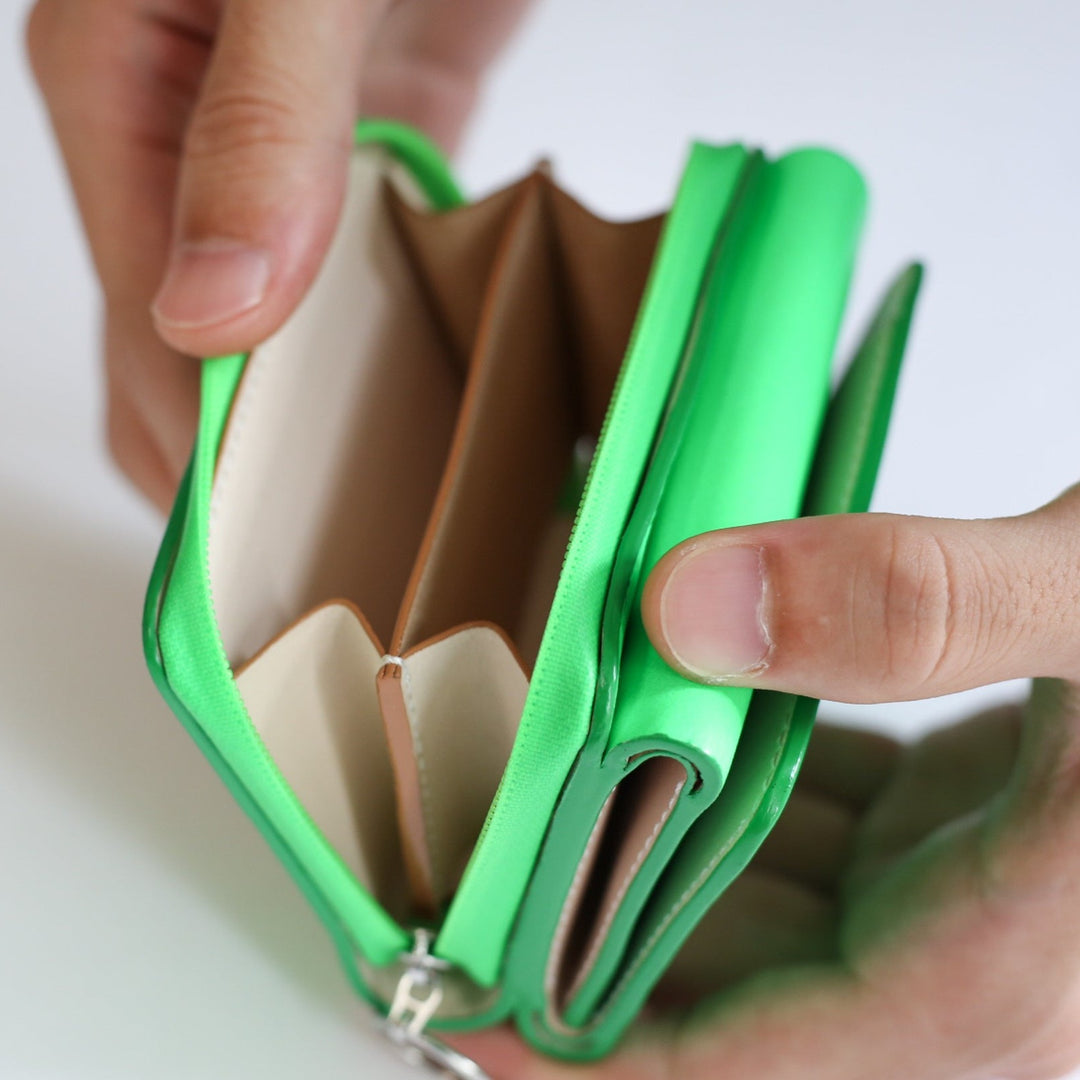 CEAL water repellent zip tri fold wallet''GREEN