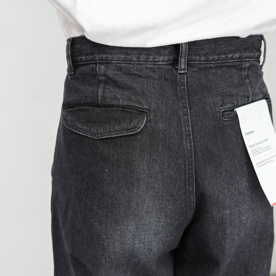 25AW】Graphpaper Selvage Denim Two Tuck Tapered Pants -DARK FADE 