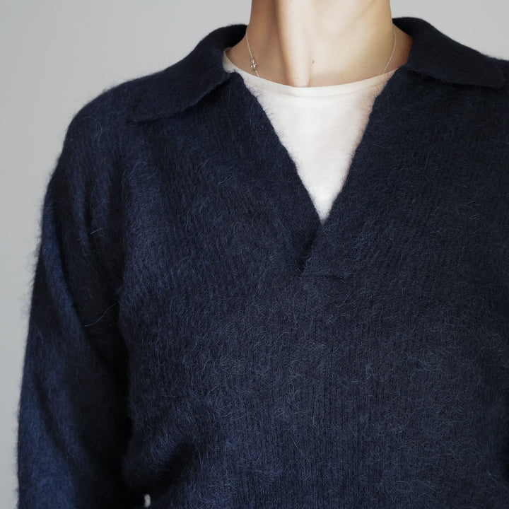 25AW】AURALEE BABY SURI ALPACA SHEER KNIT SKIPPER POLO 