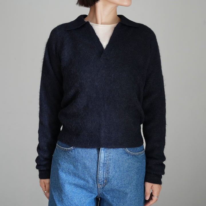 25AW】AURALEE BABY SURI ALPACA SHEER KNIT SKIPPER POLO 