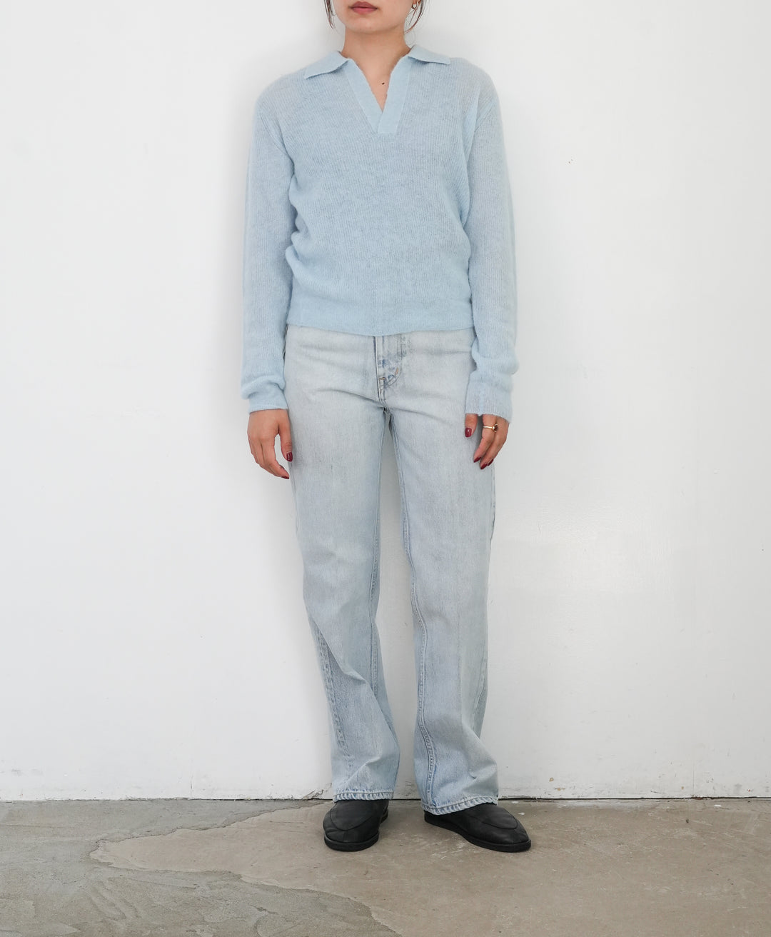 25AW】AURALEE BABY SURI ALPACA SHEER KNIT SKIPPER POLO 