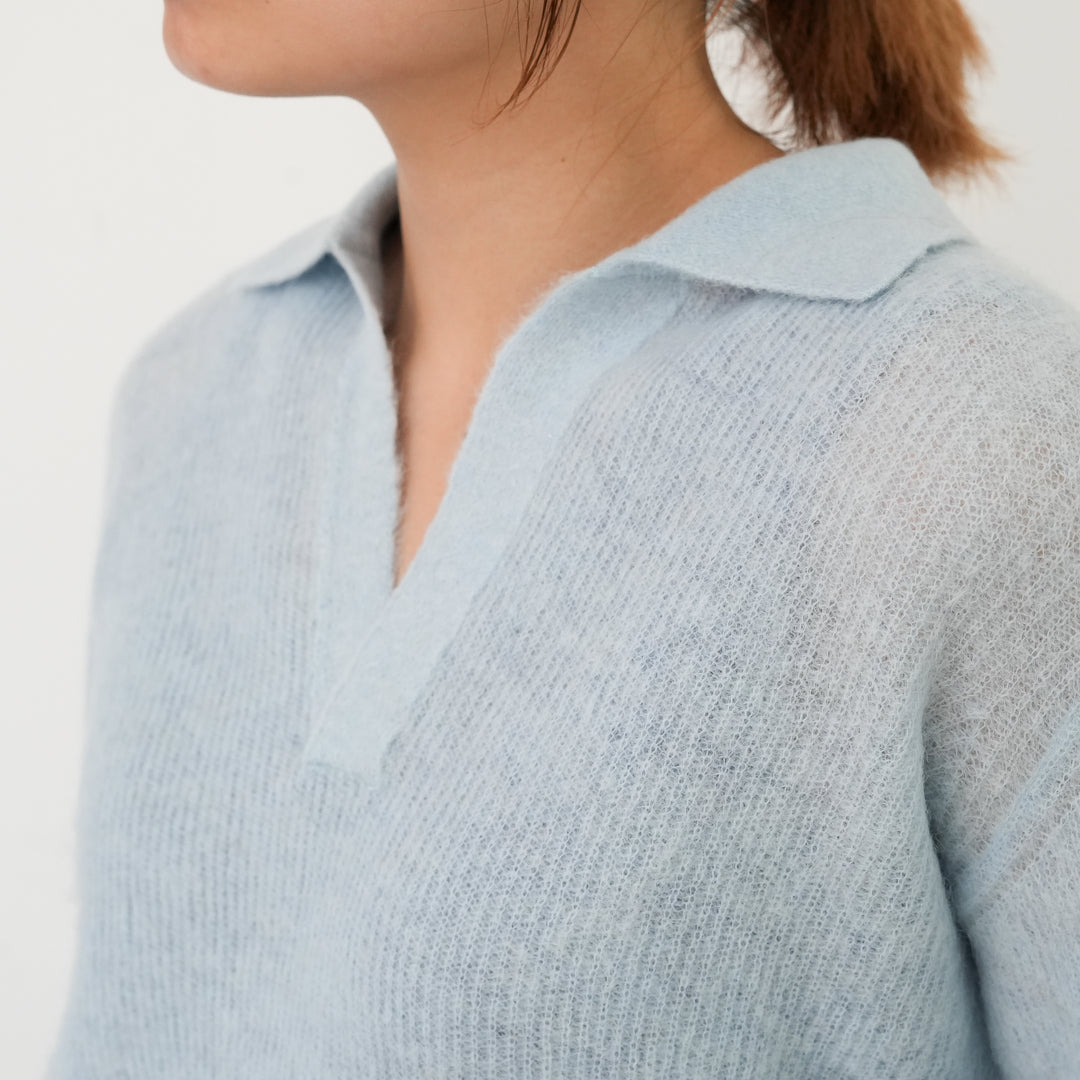 25AW】AURALEE BABY SURI ALPACA SHEER KNIT SKIPPER POLO 