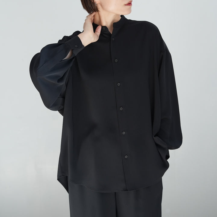 Graphpaper Satin Oversized Band Collar Shirt Graphpaper Satin Oversized Band Collar Shirt
