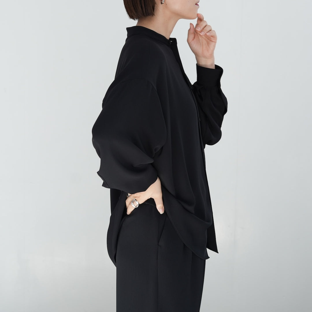 Graphpaper Satin Oversized Band Collar Shirt 