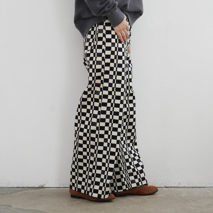 26SS】PHEENY Checked High Waist Wide Pants 
