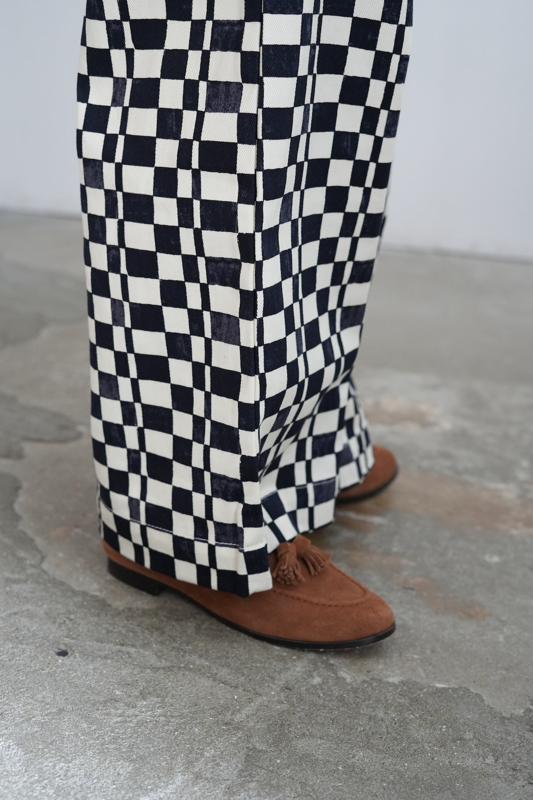 26SS】PHEENY Checked High Waist Wide Pants 