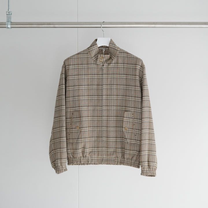 AURALEE SILK LINEN NEP CHECK ZIP BLOUSON 