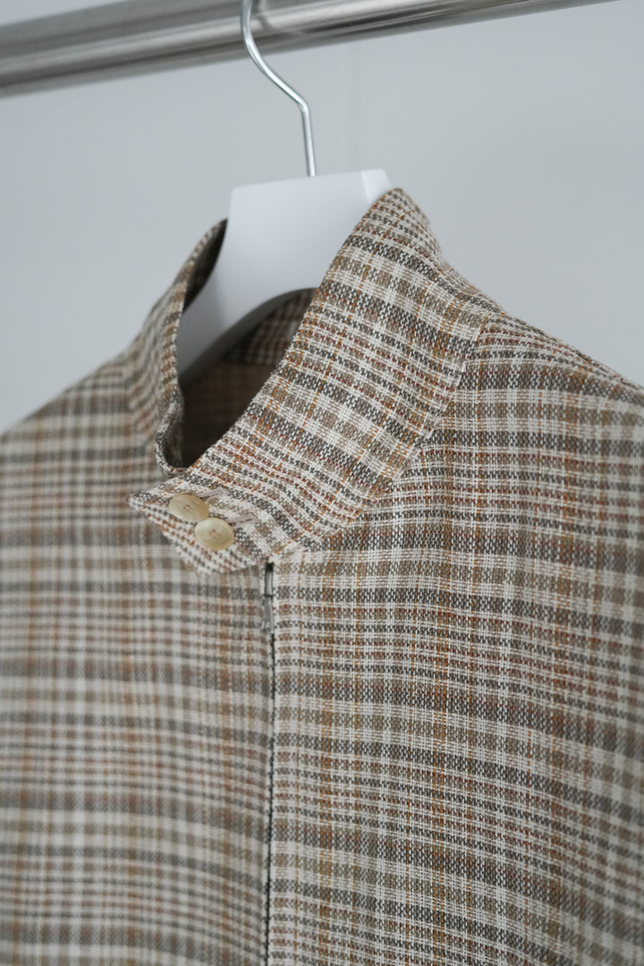 AURALEE SILK LINEN NEP CHECK ZIP BLOUSON 